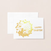 PaasBunny wishes Gold Foil Kaart (Voorkant met envelop)