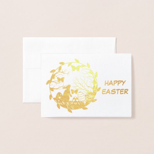 PaasBunny wishes Gold Foil Kaart (Voorkant met envelop)
