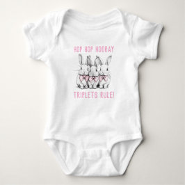 Paascadeau, Baby shower, konijnen, meisje drieling Romper