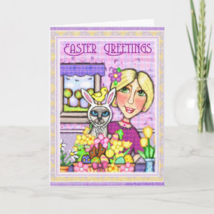 Paascadeaumand Cat & Lady Wenskaart Feestdagen Kaart