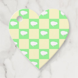 Paaschaakbordpatroon met wit kuikenmotief bedankjes labels