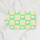 Paaschaakbordpatroon met wit kuikenmotief cadeaulabels (Achterkant (horizontaal))