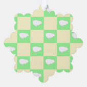 Paaschaakbordpatroon met wit kuikenmotief ornament kaart (Achterkant)