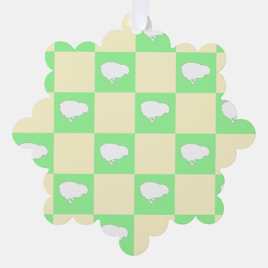 Paaschaakbordpatroon met wit kuikenmotief ornament kaart (Voorkant)