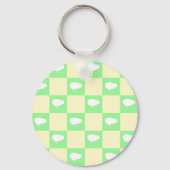Paaschaakbordpatroon met wit kuikenmotief sleutelhanger (Voorkant)