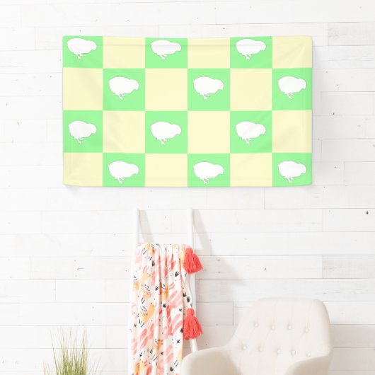 Paaschaakbordpatroon met wit kuikenmotief spandoek (Insitu)