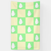 Paaschaakbordpatroon met wit kuikenmotief spandoek (Verticaal)