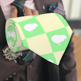 Paaschaakbordpatroon met wit kuikenmotief stropdas