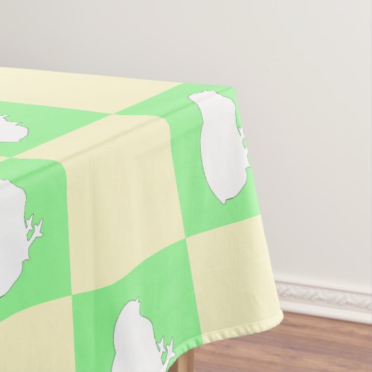 Paaschaakbordpatroon met wit kuikenmotief tafelkleed (Voorbeeld)