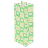 Paaschaakbordpatroon met wit kuikenmotief wijn cadeautas (Achterkant Gekanteld)