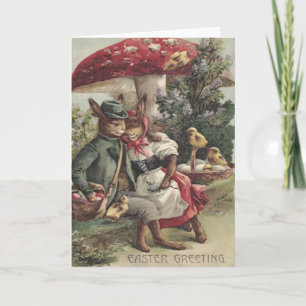 Paaschick Bunny Couple Colour Egg Mushroom Feestdagen Kaart