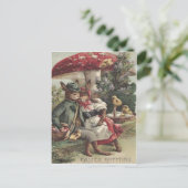 Paaschick Bunny Couple Colour Egg Mushroom Feestdagenkaart (Staand voorkant)