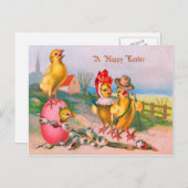 Paaschick Colored Egg Cotton Feestdagenkaart (Voorkant / Achterkant)