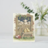 Paaschick Lamb Barn gekleurde gekleurde eieren Feestdagenkaart (Staand voorkant)