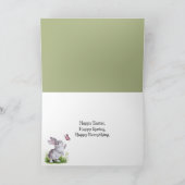 Paaschocolade konijnen in een tuin feestdagen kaart (Binnen)