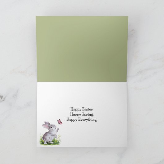 Paaschocolade konijnen in een tuin feestdagen kaart (Binnen)