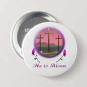 PaasChristus is Risen Ronde Button 7,6 Cm (Voorkant /achterkant)