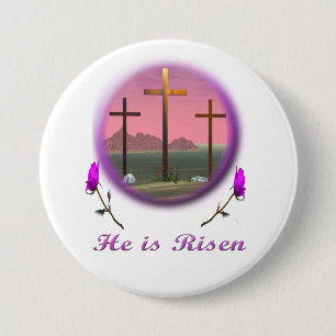 PaasChristus is Risen Ronde Button 7,6 Cm