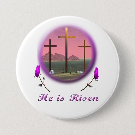PaasChristus is Risen Ronde Button 7,6 Cm (Voorkant)
