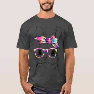 Paasdag 2022: Kute Bunny Face Tie Dye Glasses Ba T-shirt