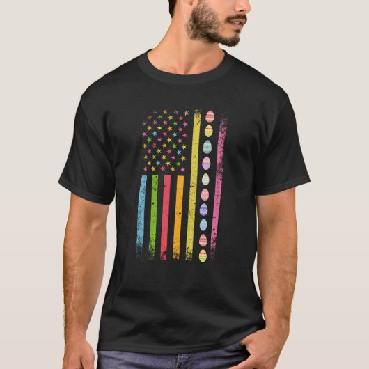 Paasdag Amerikaanse eieren met vlag Patriottic Hap T-shirt (Voorkant)