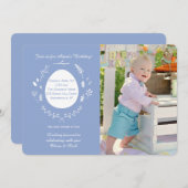 Paasdag Blauwe Foto Uitnodiging (Voorkant / Achterkant)