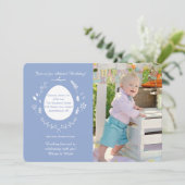 Paasdag Blauwe Foto Uitnodiging (Staand voorkant)