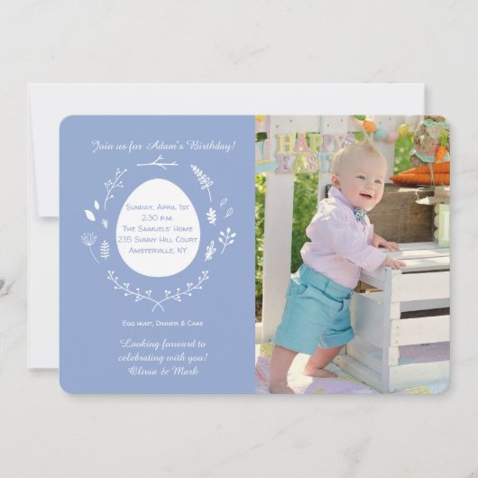 Paasdag Blauwe Foto Uitnodiging (Voorkant)