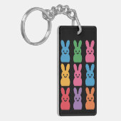 Paasdag Bunny Eggs Plaid Leopard Sleutelhanger (Voorkant Links)