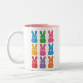 Paasdag Bunny Eggs Plaid Leopard Tweekleurige Koffiemok (Links)