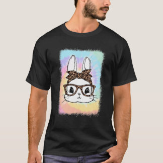 Paasdag Bunny Leopard Glasses Bandana Tie Dye B T-shirt