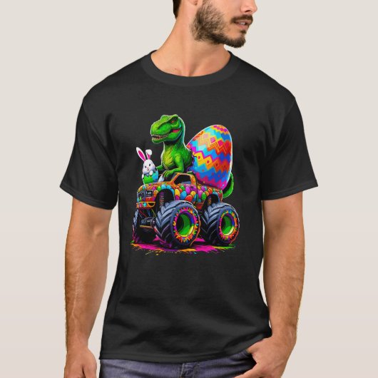 Paasdag Bunny Monster Truck Eggs Dinosaur Rabbi T-shirt (Voorkant)