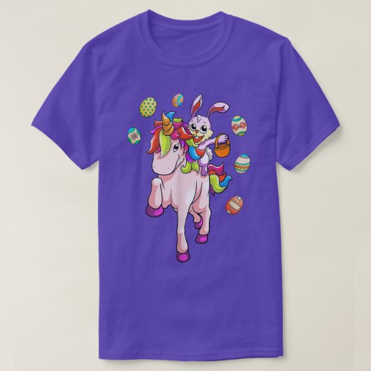 Paasdag Bunny Riding Unicorn Girls Toddler East T-shirt (Design voorkant)