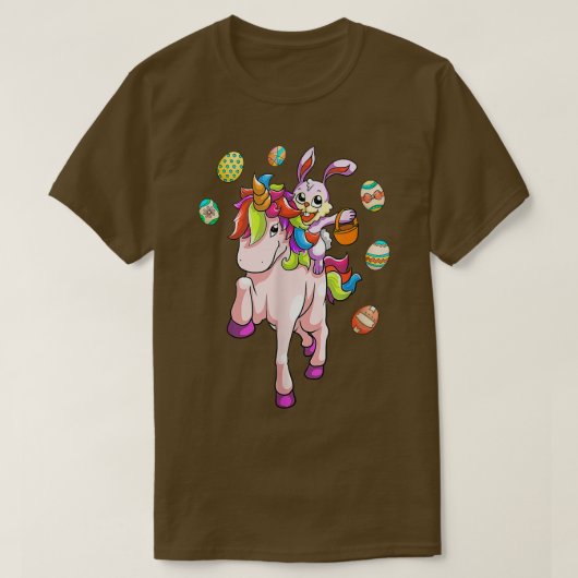 Paasdag Bunny Riding Unicorn Girls Toddler East T-shirt (Design voorkant)
