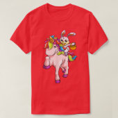 Paasdag Bunny Riding Unicorn Girls Toddler East T-shirt (Design voorkant)