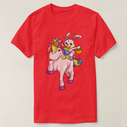 Paasdag Bunny Riding Unicorn Girls Toddler East T-shirt (Design voorkant)