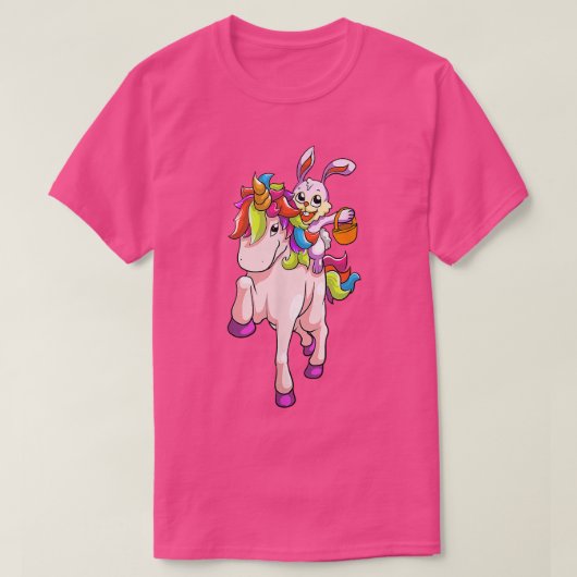 Paasdag Bunny Riding Unicorn Girls Toddler East T-shirt (Design voorkant)
