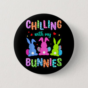 Paasdag chillen met mijn konijnen Egg Hunt Pasen Ronde Button 5,7 Cm