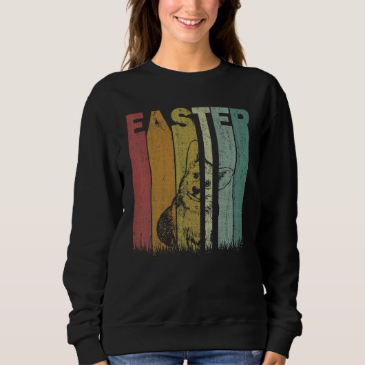 Paasdag Corgi Dog Retro Graphic Funny Easter Co Trui (Voorkant)