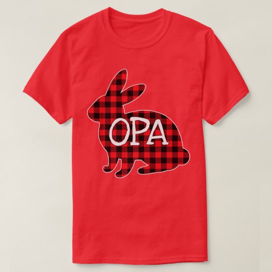 Paasdag Costume Red Pset Bunny Graphic Opa Mat T-shirt (Design voorkant)