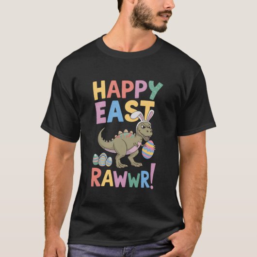 Paasdag Dinosaur Funny Happy Eastrawr T Rex T-shirt (Voorkant)