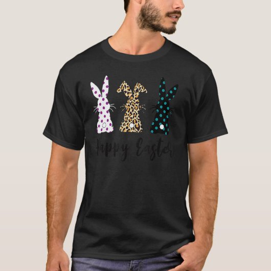 Paasdag Drie Bunny Rabbit Happy Paasdag T-shirt (Voorkant)