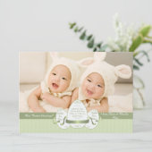 Paasdag drie groene foto geboorteaankondiging feestdagenkaart (Staand voorkant)