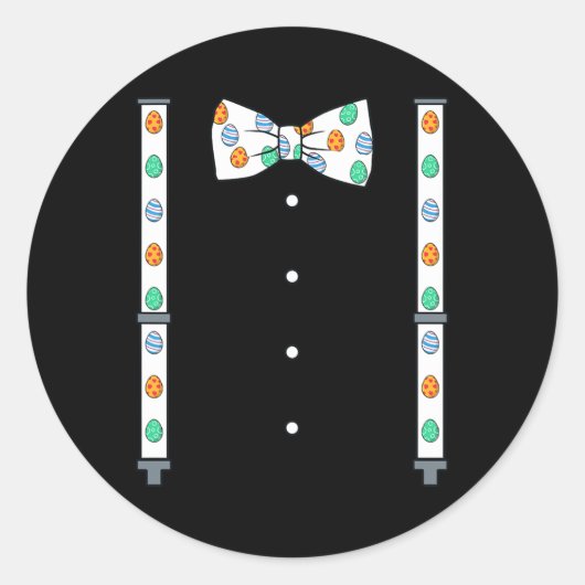 Paasdag Eieren bretels en strik Stropdas Fun Boys  Ronde Sticker (Voorkant)