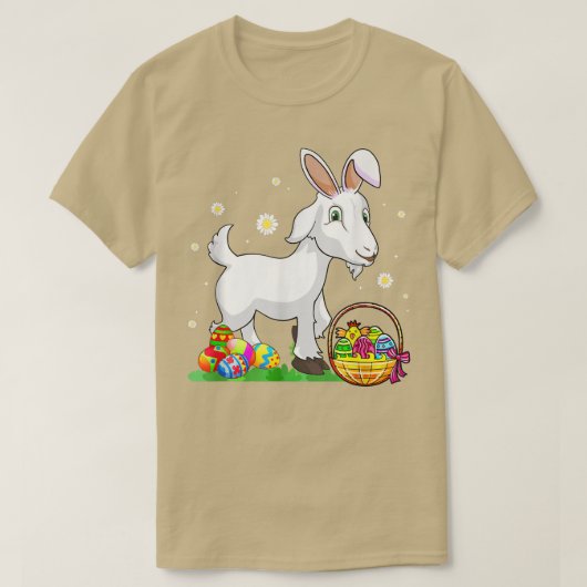 Paasdag geit Bunny Ears Eggs Hunting Basket Gir T-shirt (Design voorkant)