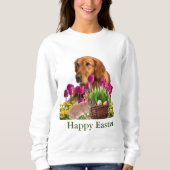 Paasdag Golden Retriever en Rabbit Spring Holiday Trui (Voorkant)