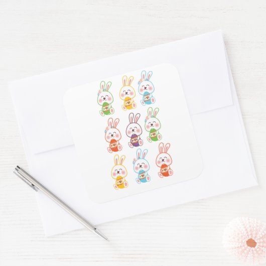 Paasdag, grappige paasdag vierkante sticker (Envelop)