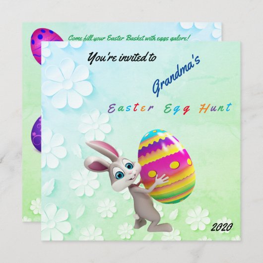 Paasdag Kaart voor het uitnodigen van de Jacht (Voorkant / Achterkant)