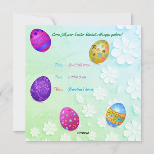 Paasdag Kaart voor het uitnodigen van de Jacht (Achterkant)