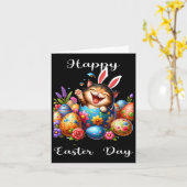 Paasdag Kat Bunny Ears Eggs Voor Mannen Vrouwen Ki Kaart (Gele Bloem)